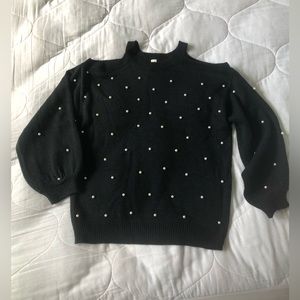 New Black Cold Shoulder Sweater